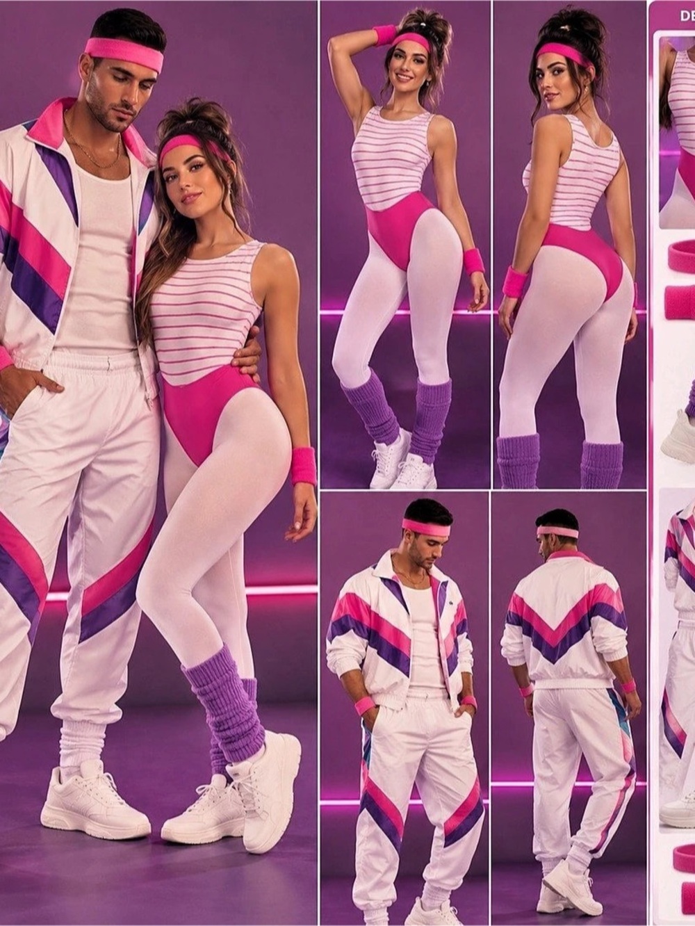 Color Block Athletic Jumpsuit in Pink & White